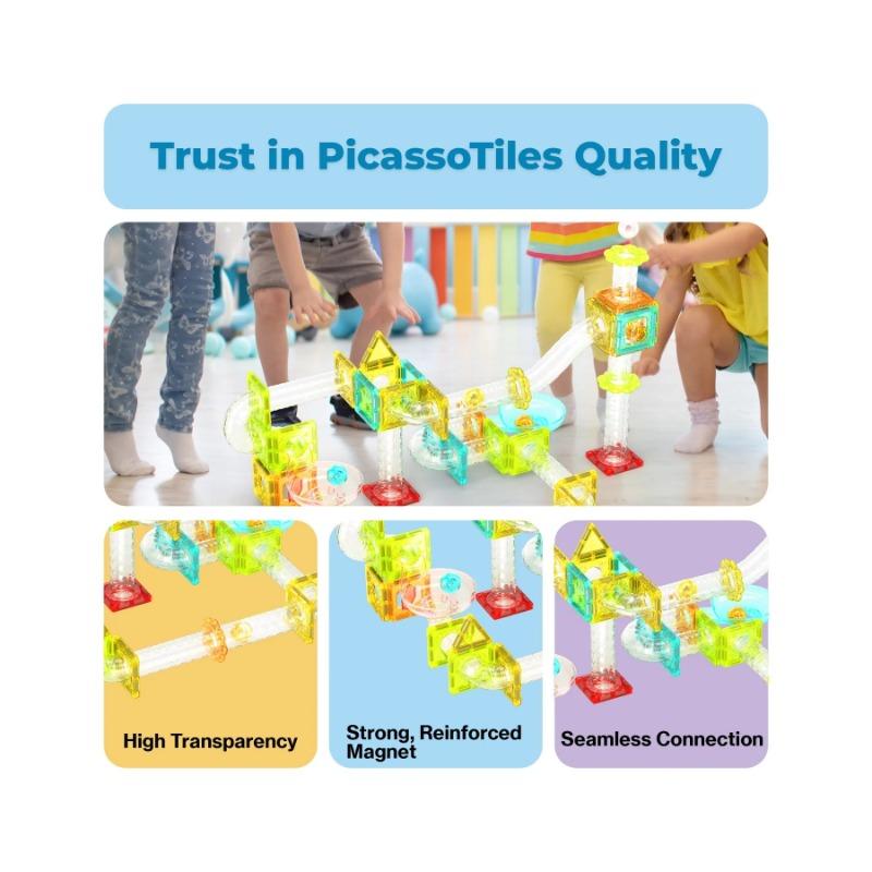 Picasso Tiles Magnetic Mini Diamond Marble Run Track Set 45 Pcs