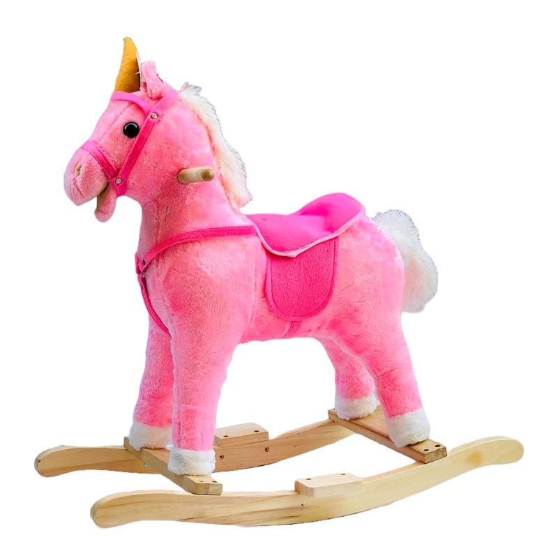 حصان ركوب هزاز قطيفة لون وردي