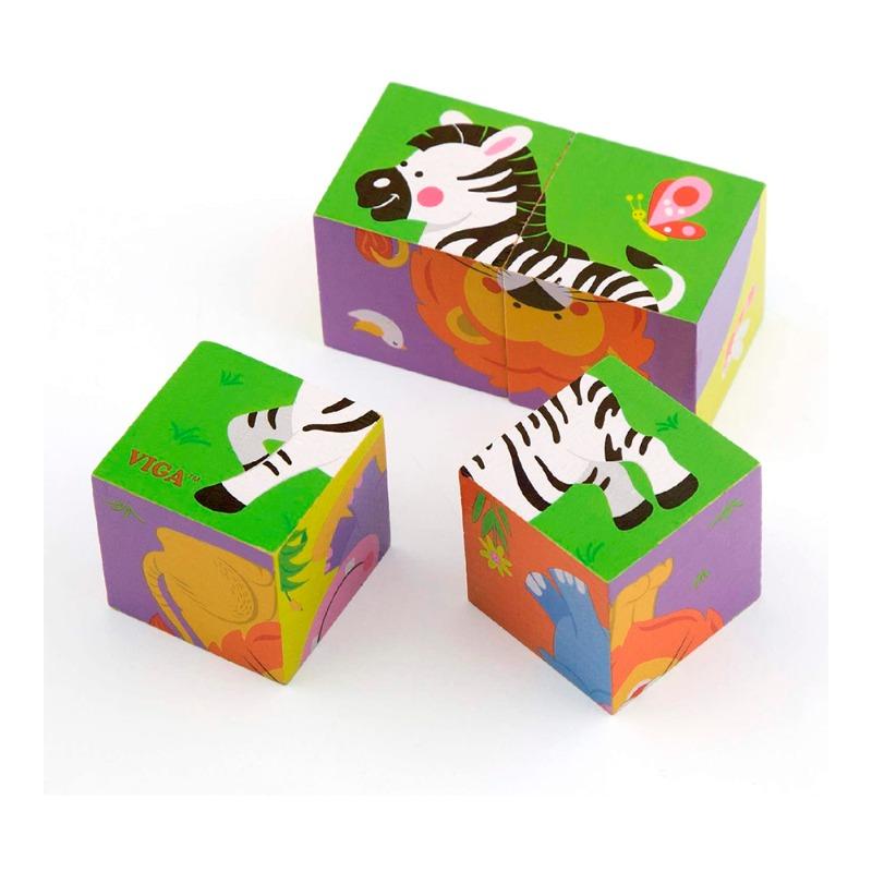 VIGA 6 Side Cube Puzzle - Wild Animals