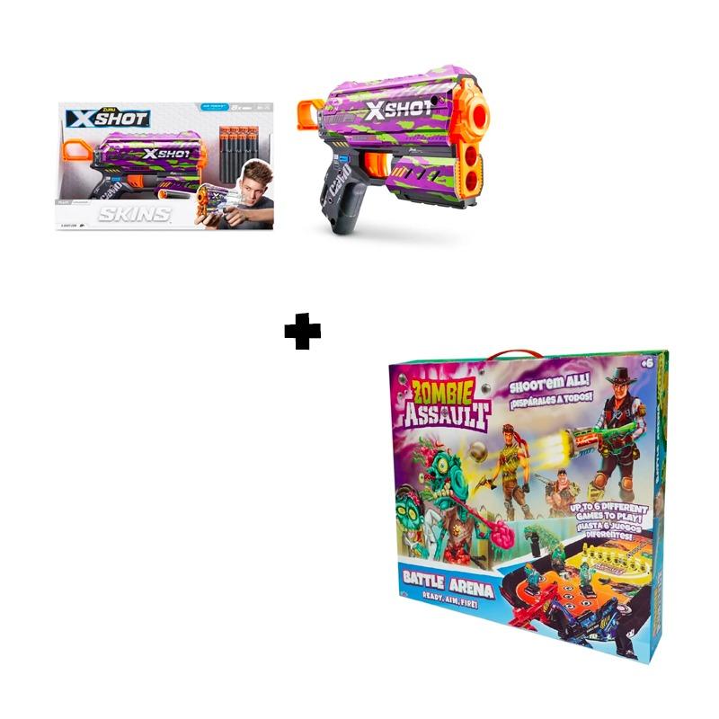 Ultimate Battle Bundle (X-Shot Skins Flux Toy Blasters + Zombie Assault Battle Arena)