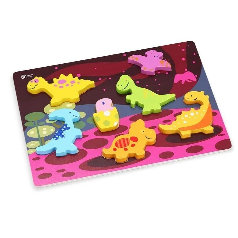 كلاسيك وورلد - لعبة بازل الديناصور الخشبية