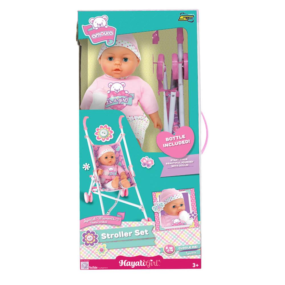 Hayati - Baby Amoura Doll With Stroller Set