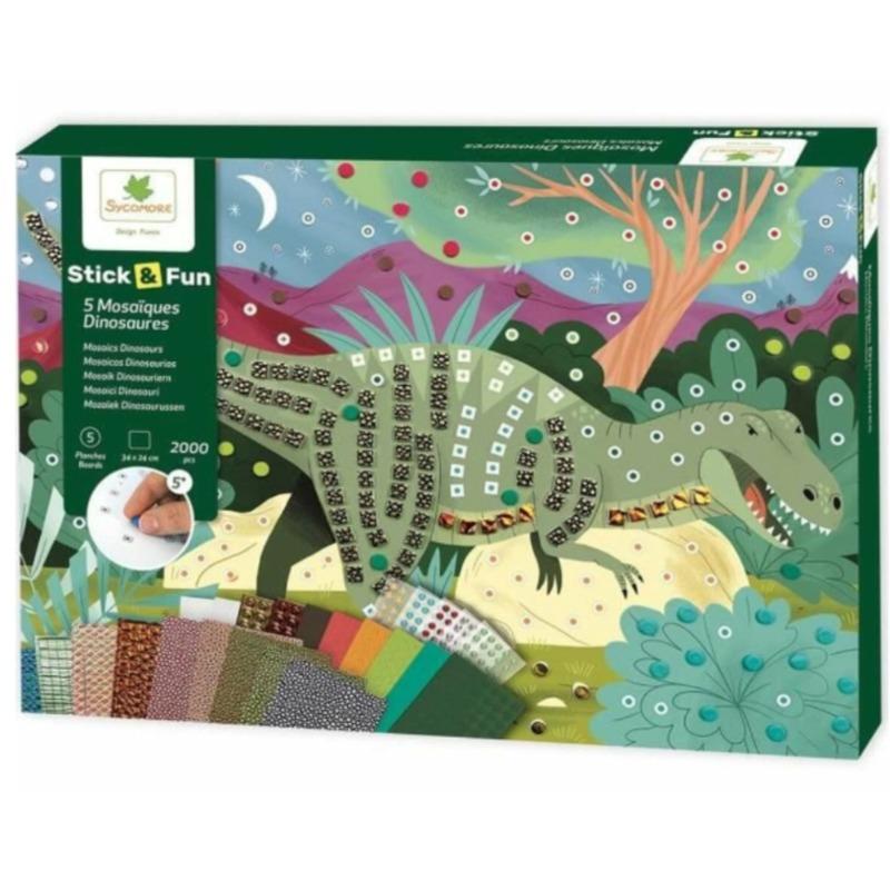 Sycomore Stick & Fun 5 Tableaux Mosaic Dinosaurs