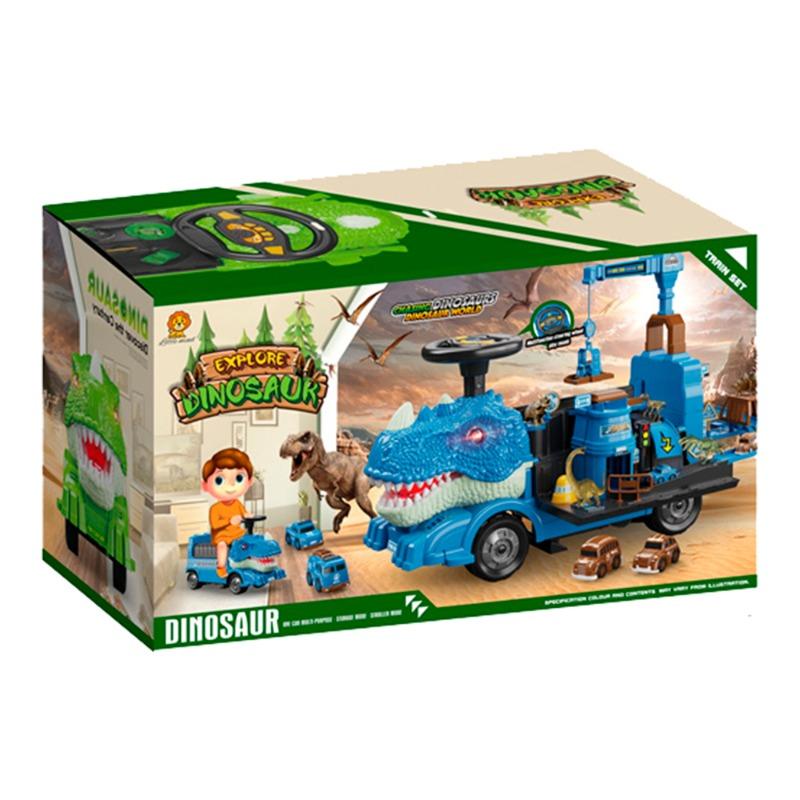 Dinosaur Truck Ride On Car with Sounds and Lights - Blue