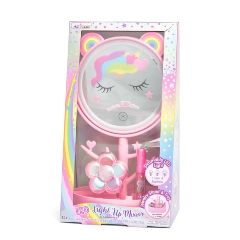Hot Focus Led Light Up Mirror And Cosmetics Set