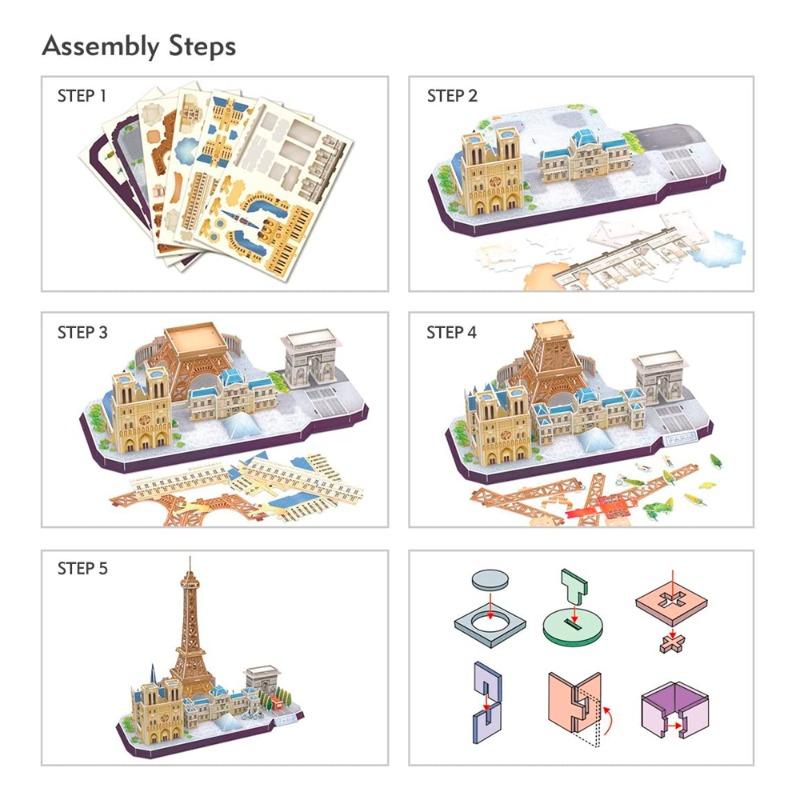 كيوبيك فن - مدينة باريس ثلاثي الأبعاد 114 قطعة