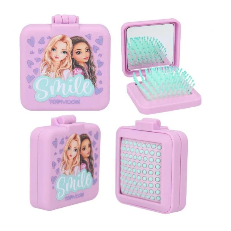 TopModel Folding Hairbrush with Mirror Multicolors