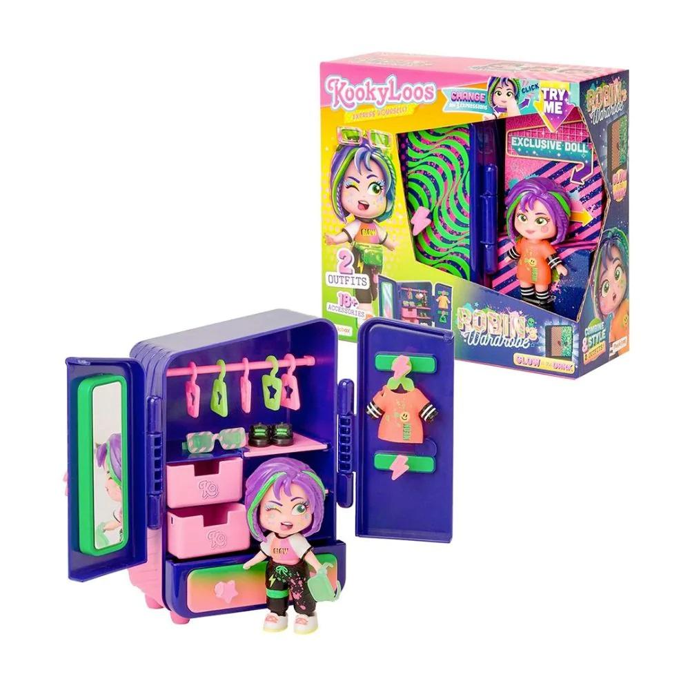 Kookyloos Robins Wardrobe Doll Play Set - Face Swapping Dolls