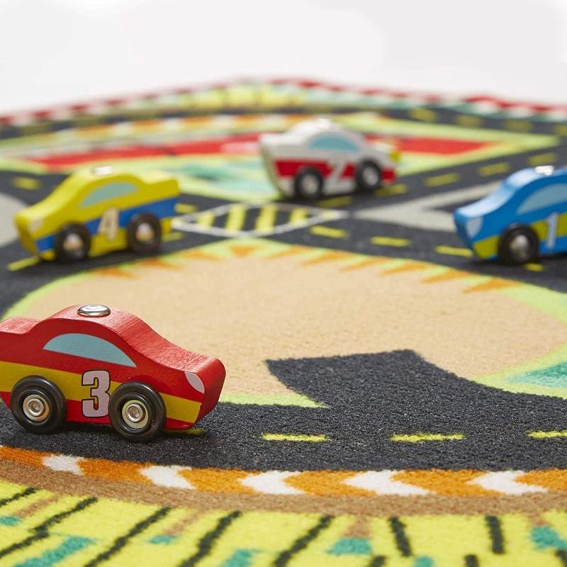 Melissa And Doug Round The Speedway Race Track Rug And Car Set