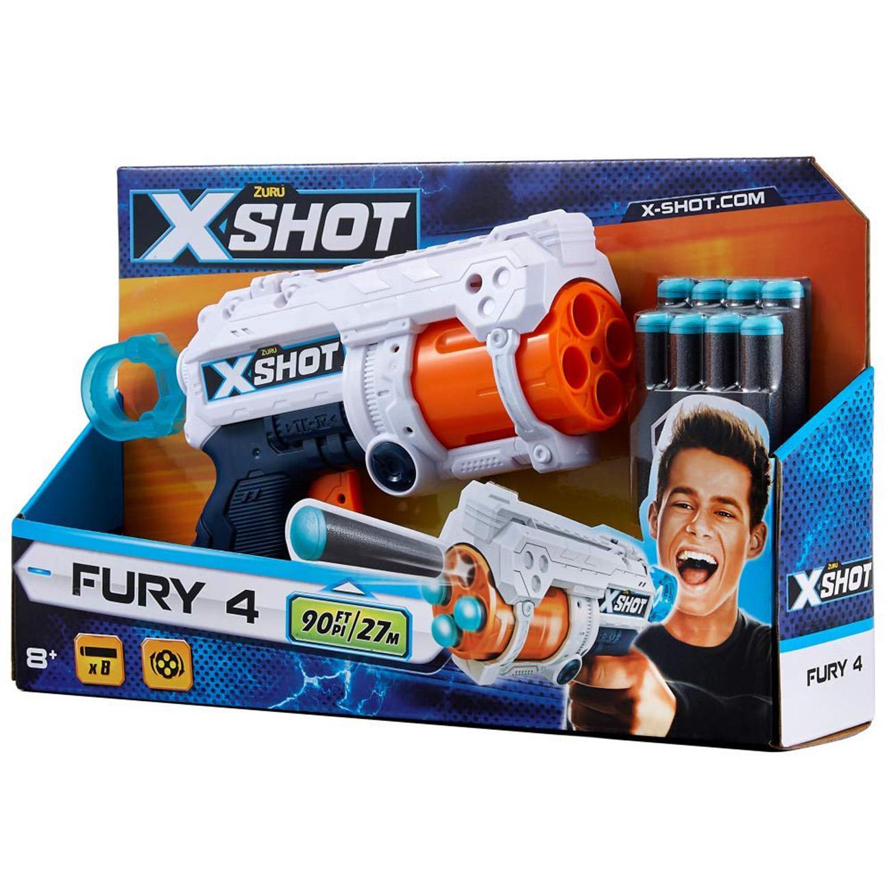 X-Shot Excel Fury 4 Foam Dart Blaster - White