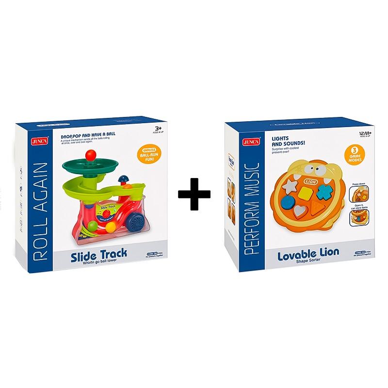 Buy 1 Get 1 Junca Slide Track Go Ball + Junca Lovable Lion Shape Sorter