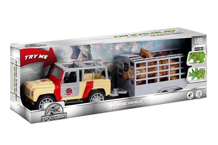 Jeep With Dinosaur Trailer - Brown