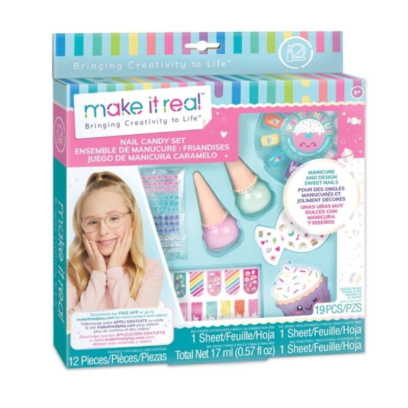 ميك ات ريل مجموعة أساور و فن الاظافر بتصميم الحلوى