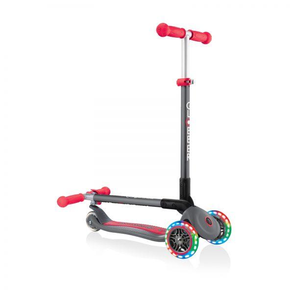 Globber Primo Foldable With Lights Grey - Red