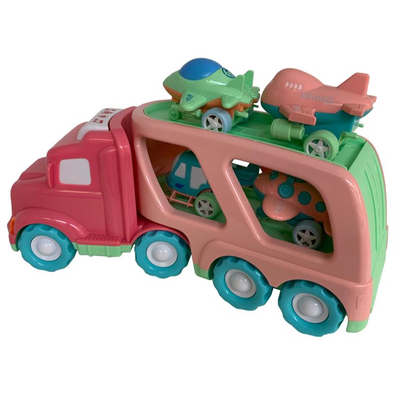 Large Transporter Truck With 4 Sliding Vehicles And Light & Sound