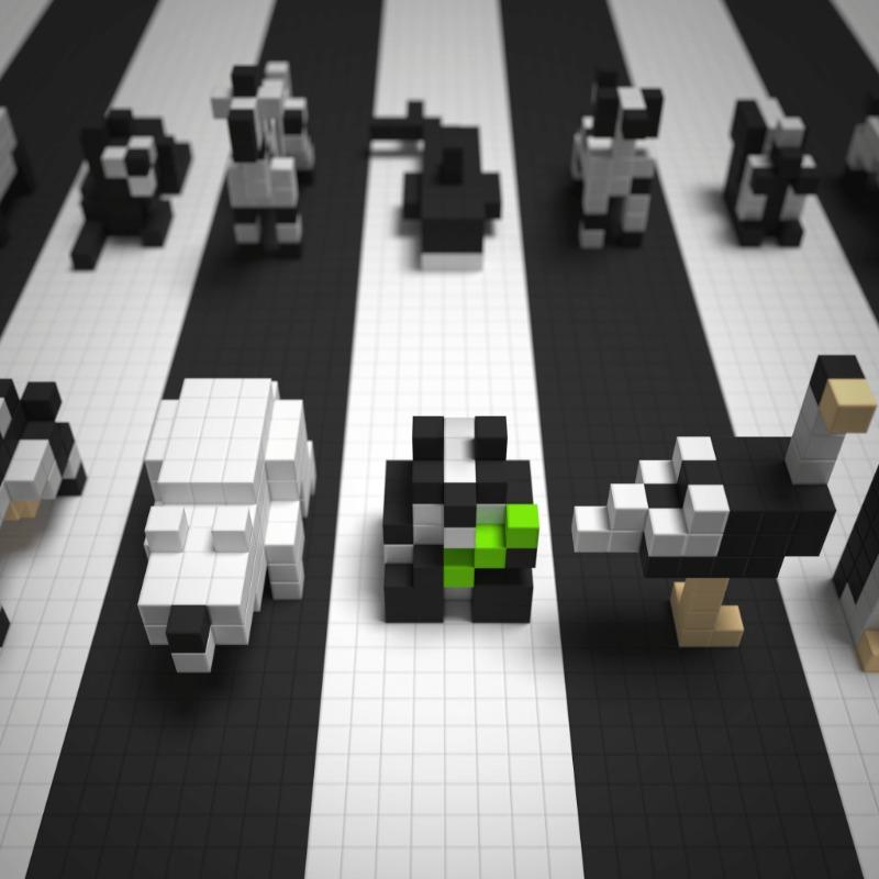 PIXIO Black And White Animals - 195 Magnetic blocks