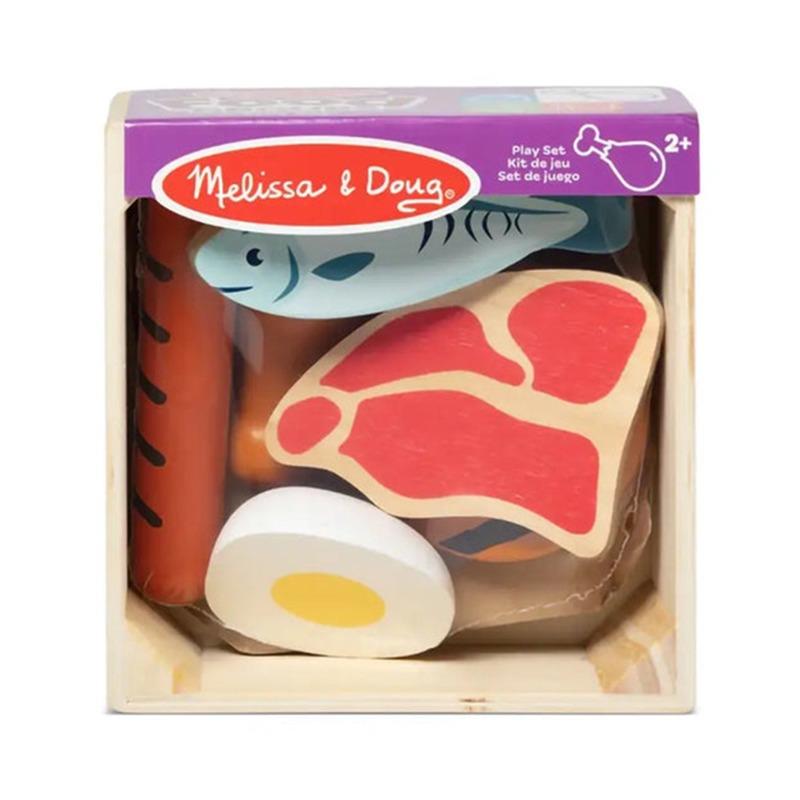 Melissa & Doug Food Groups Wooden Play Food Set Wit Crate – Protein