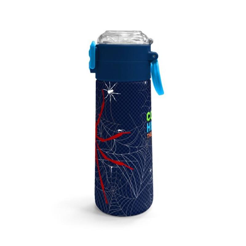 كورال هاي ترموس ستانلس ستيل للأطفال - تصميم سبايدر باللون الأزرق الداكن والأحمر - سعة 500 مل