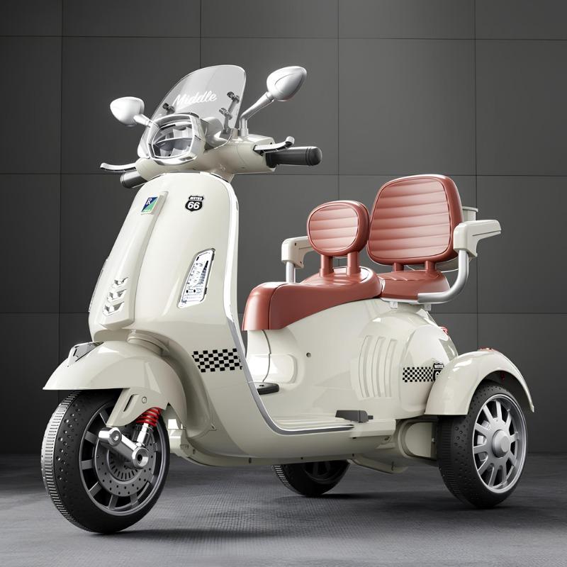 Tobbi Kids Vespa Double Seater Scooter 12v - Beige