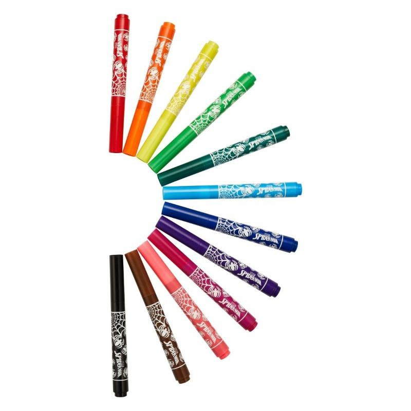 مارفل - أقلام تلوين فايبر جامبو بتصميم سبايدر مان 12 قطعة