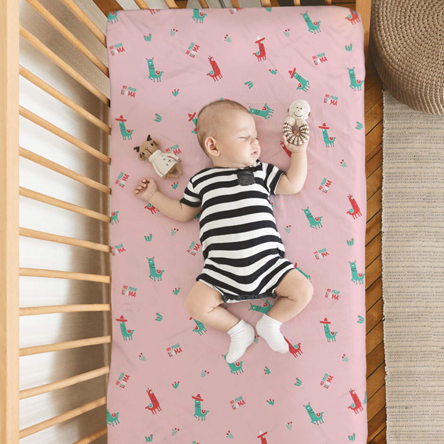 رابيتات - شرشف سرير أطفال قطن عضوي بتصميم اللاما