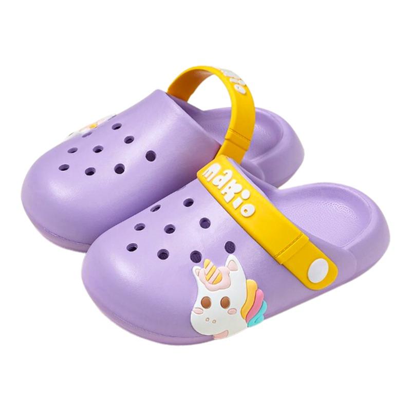 Cheerful Mario Kids Sandals Side Stick Purple Unicorn