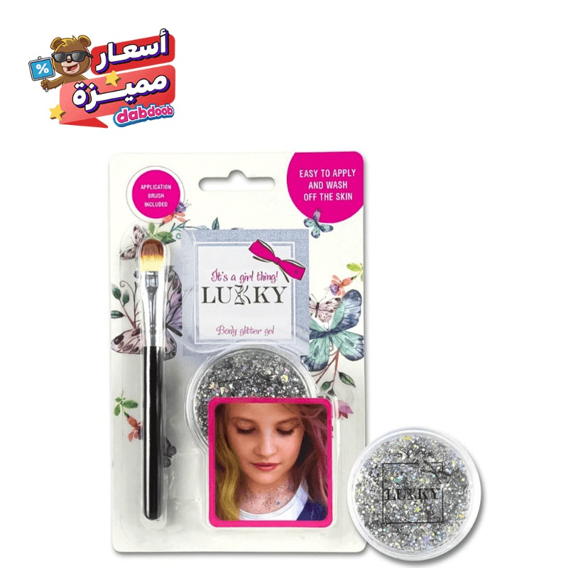 Lukky Body Glitter Gel With Brush 25ml-Silver