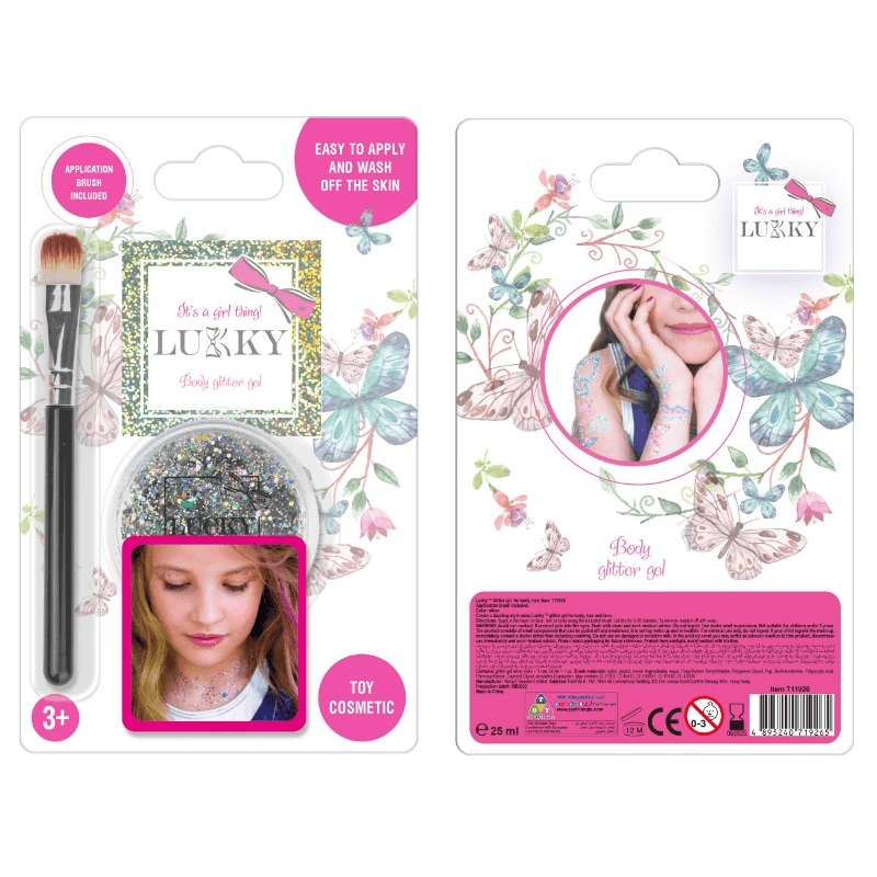 Lukky Body Glitter Gel With Brush 25ml-Silver