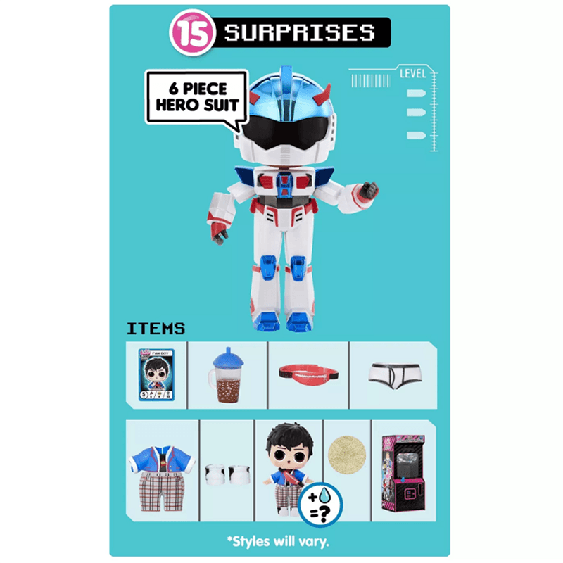 L.O.L. Surprise Boys Arcade Heroes Action Figure Doll With 15 Surprises Assorted