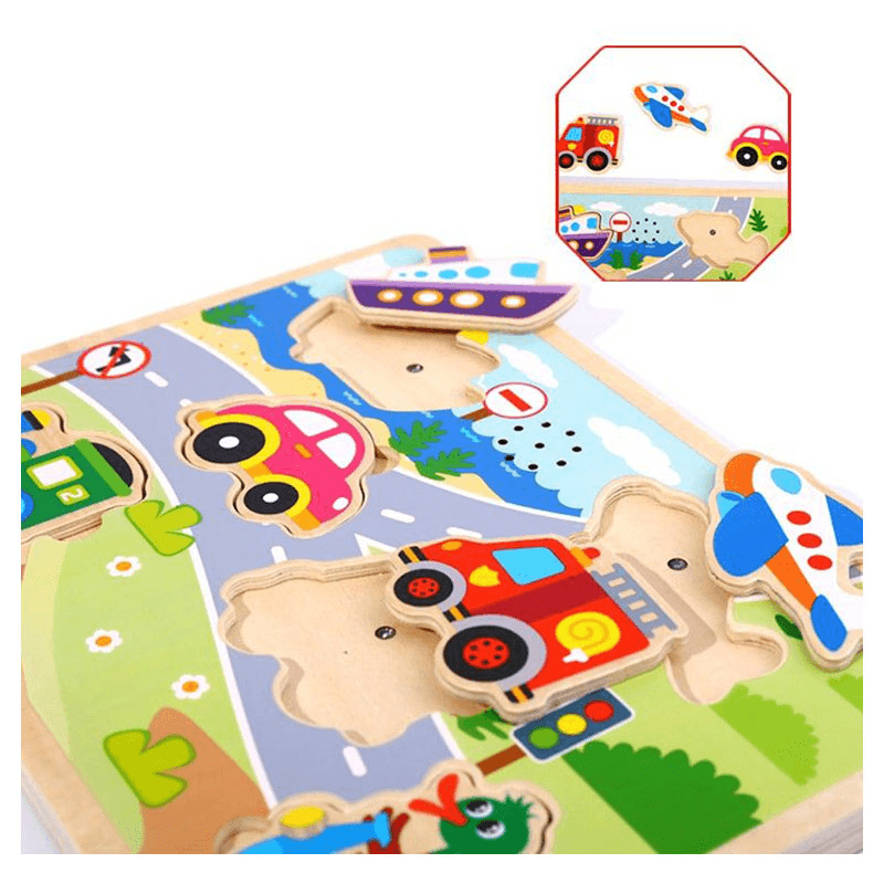 Tooky Toy Wooden Sound Puzzle Vehicle - 7 Pcs