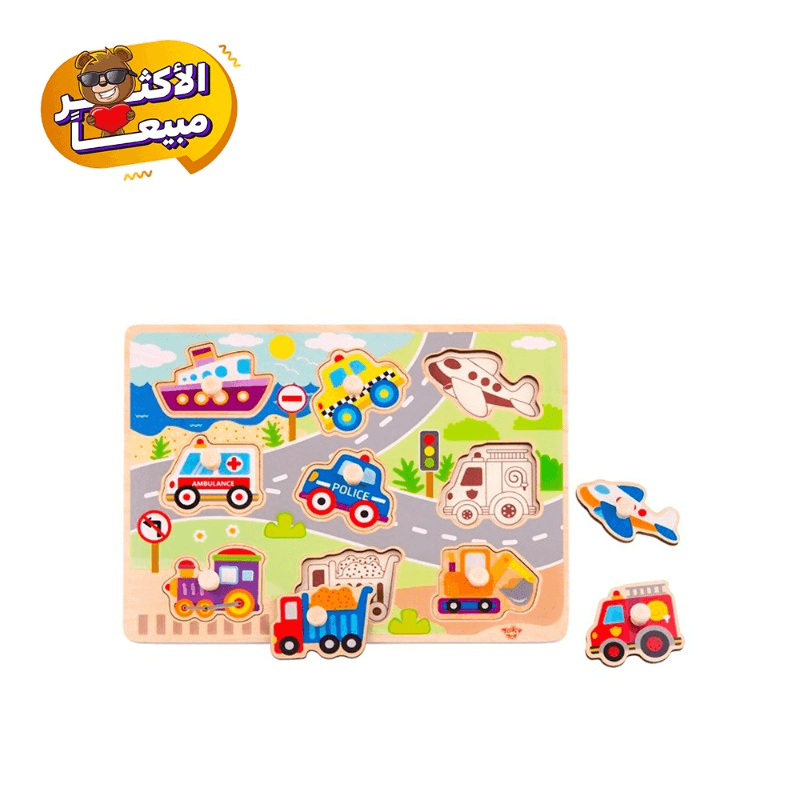Tooky Toy Wooden Puzzle Vehicle - 10 Pcs