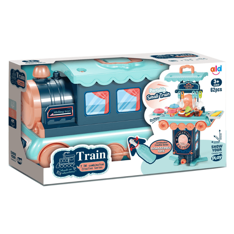 2 In 1 Kitchen Playset Train - 62 Pcs