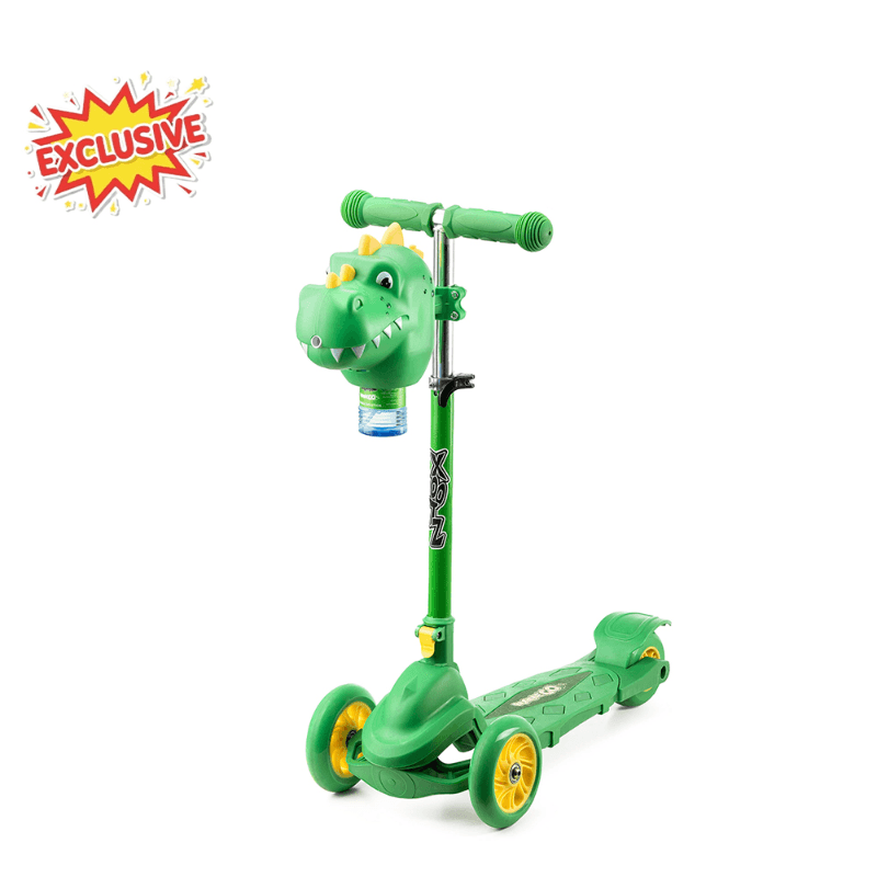 Xootz Dinosaur Bubble Go Scooter for Kids - Green