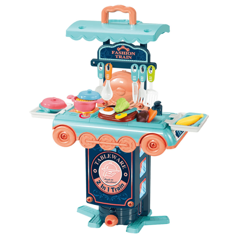 2 In 1 Kitchen Playset Train - 62 Pcs