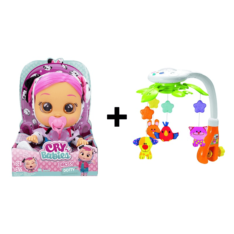 اشتري 1 واحصل على 1 مجانا - كراي بيبيز دمية دوتي + وين فن دريم بيتس الموسيقية