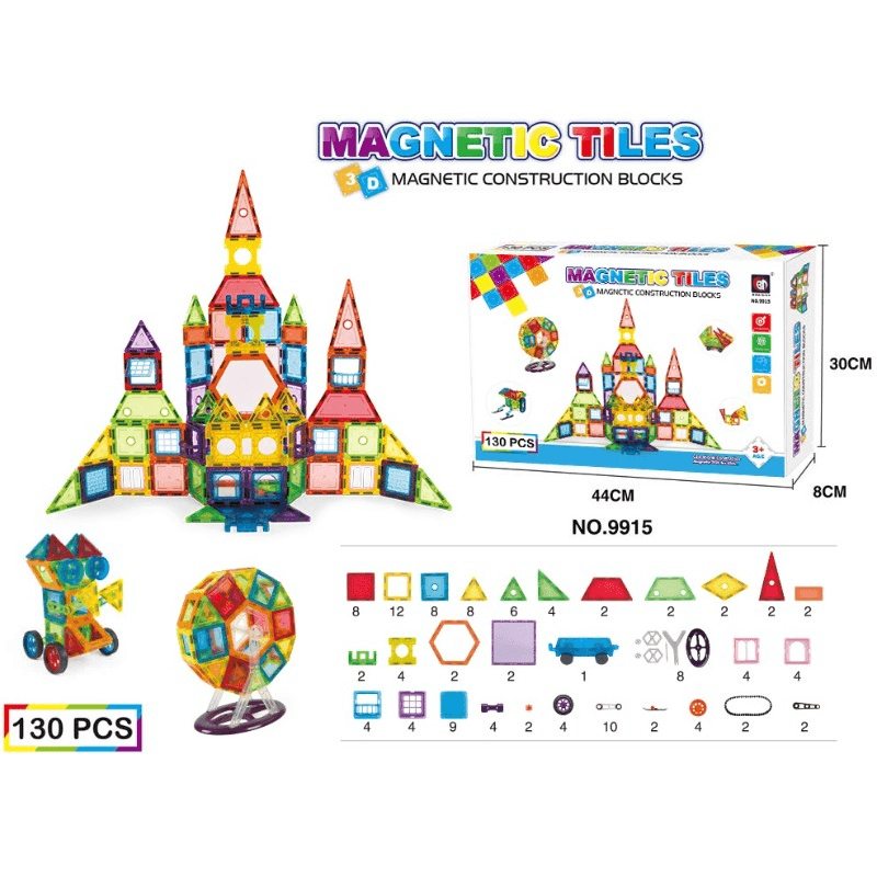 Magnetic Tiles Building Blocks Set 130 Pcs