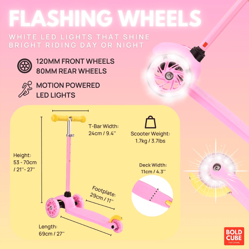 بولد كيوب - سكوتر ثلاثي العجلات ماي فيرست لون وردي