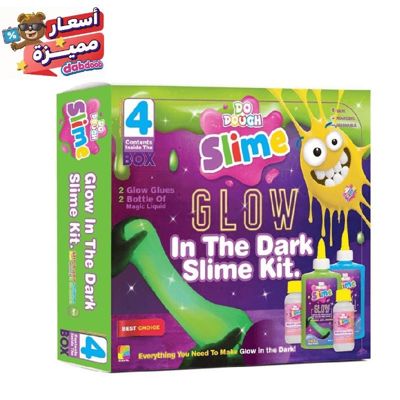 دو دوه - مجموعة صنع السلايم المضئ لون أزرق وأخضر