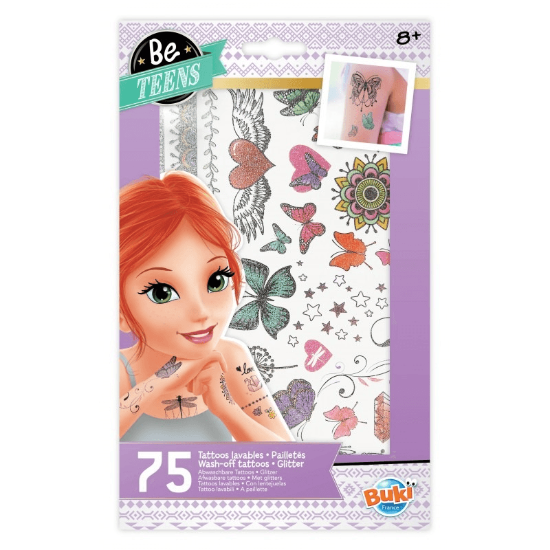 Buki Removable Tattoo 75 Pieces Colors Glitter