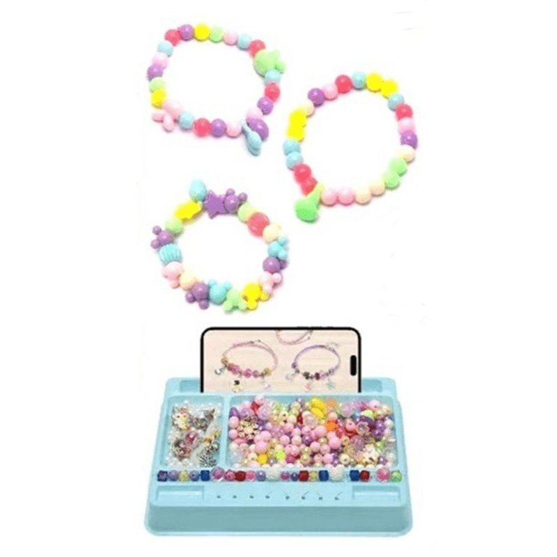 مجموعة أدوات صنع المجوهرات المصنوعة من الخرز الملون للأطفال