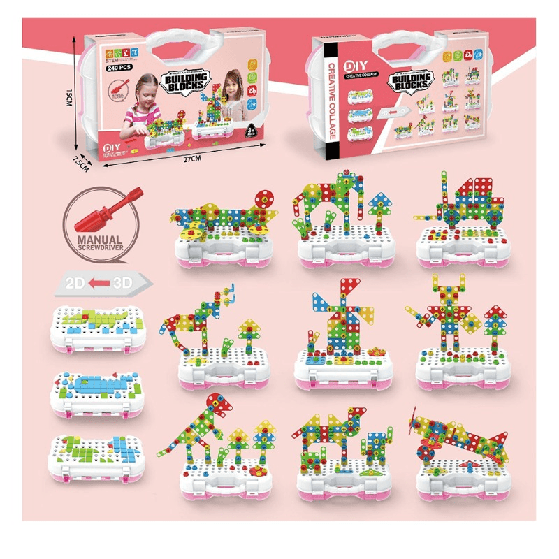 Joker Bricks DIY Toolbox (240 Pieces) - Educational Building Kit for Kids