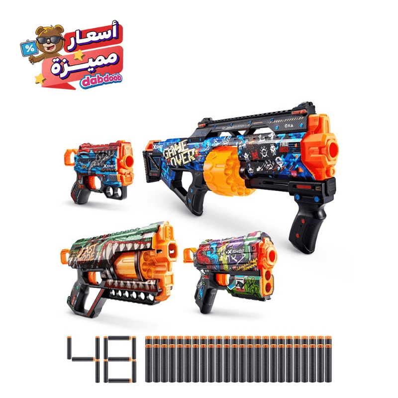 X-Shot Pack Of Four Toy Guns Mix Combo