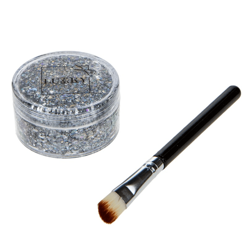 Lukky Body Glitter Gel With Brush 25ml-Silver