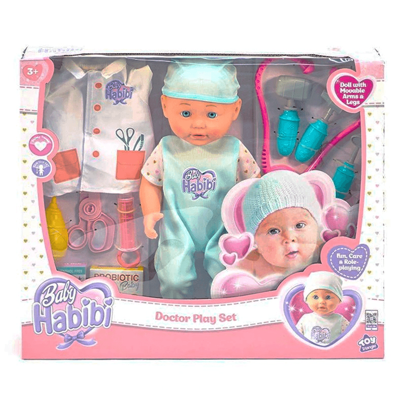بيبي حبيبي - مجموعة لعب دمية الطبيب مقاس 14 بوصة