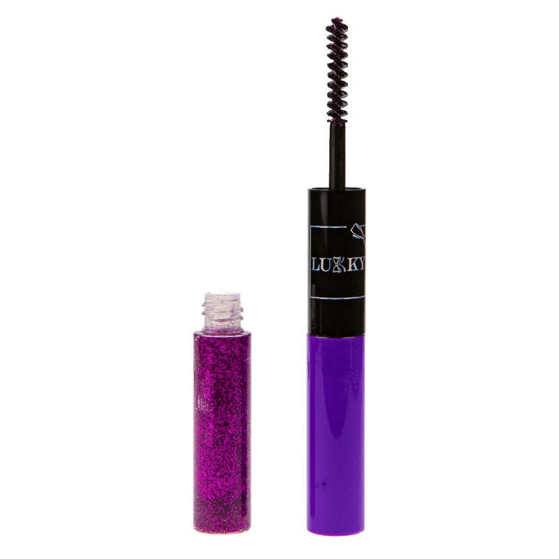 Lukky 2 In 1 Mascara And Lash Glitter Bold Shimmer Purple Color 10 Ml