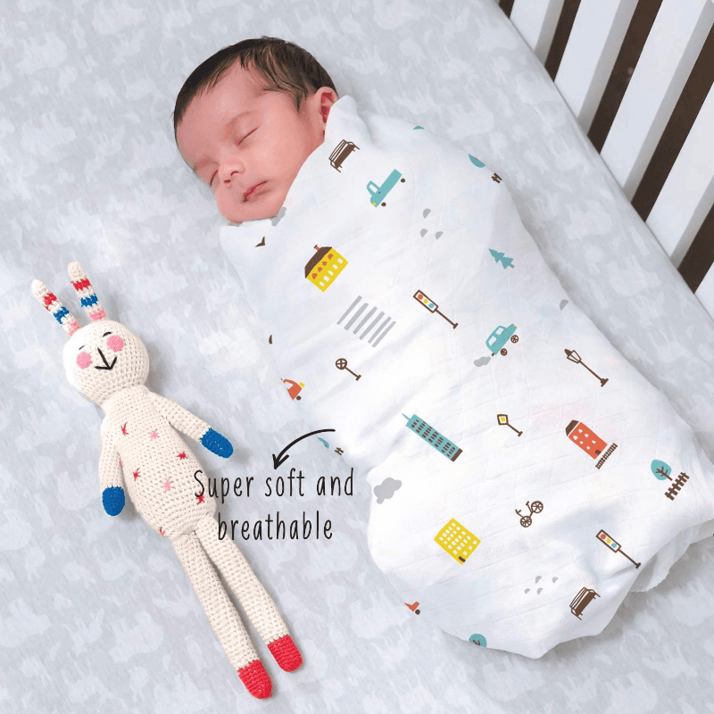 رابيتات - قماط الخيزران الناعمة بتصميم أضواء المدينة