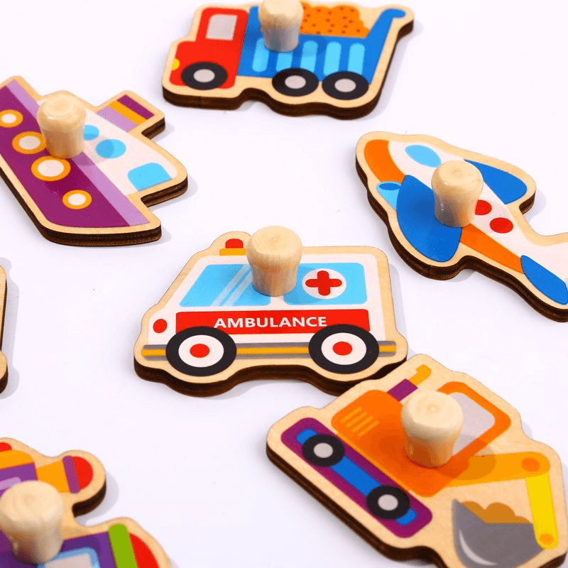 Tooky Toy Wooden Puzzle Vehicle - 10 Pcs