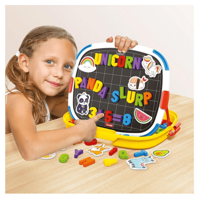 Quercetti Basic Letter And Numbers Set for Magnetic Whiteboard-112 Piece