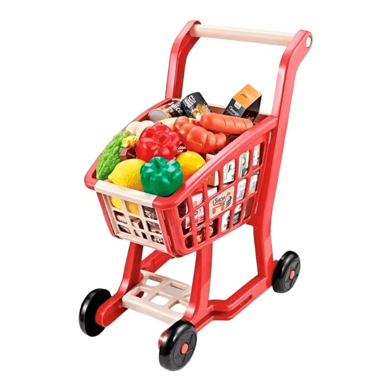 Supermarket Shopping Cart Set 41 Pcs Red