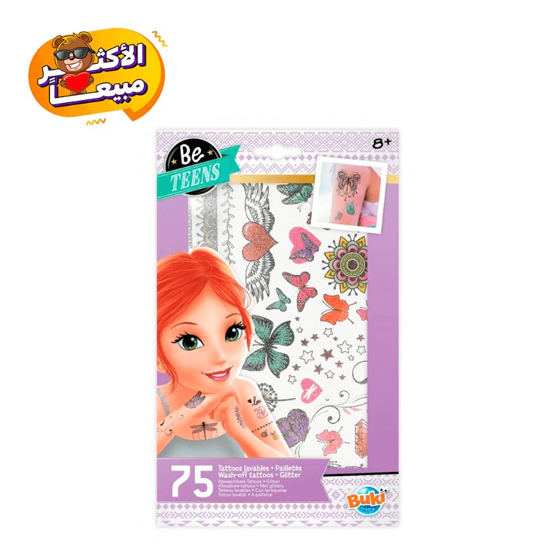 Buki Removable Tattoo 75 Pieces Colors Glitter
